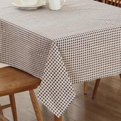 이코디 포인트 패턴 미니멀리즘 테이블 보, 브라운 체크, 100 x 140 cm