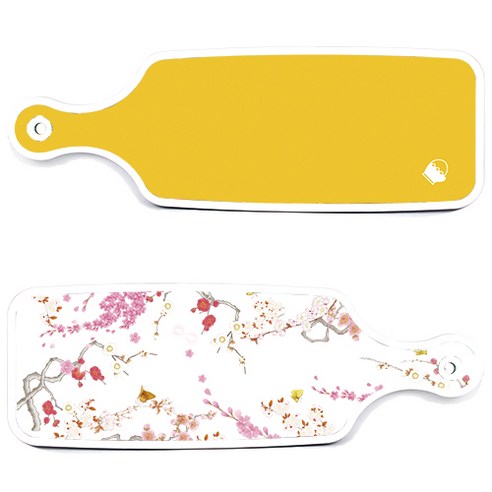 로엠디자인 서빙 도마 보드 2p 로맨틱연지색floral 세트, 로맨틱연지색floral, 라임, 1세트