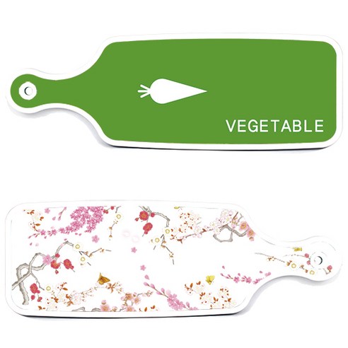 로엠디자인 서빙 도마 보드 2p 로맨틱연지색floral 세트, 로맨틱연지색floral, 채소그린, 1세트