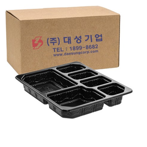 쿡앤락 일회용 실링용기 6칸 검정 1L, 400개입, 1개