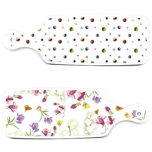 로엠디자인 서빙 도마 보드 2p 로맨틱청자색floral 세트, 로맨틱청자색floral, 배색원형, 1세트