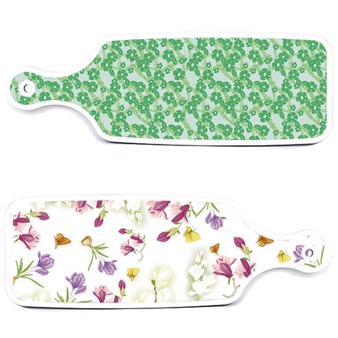 로엠디자인 서빙 도마 보드 2p 로맨틱청자색floral 세트, 로맨틱청자색floral, 그린봉선화, 1세트