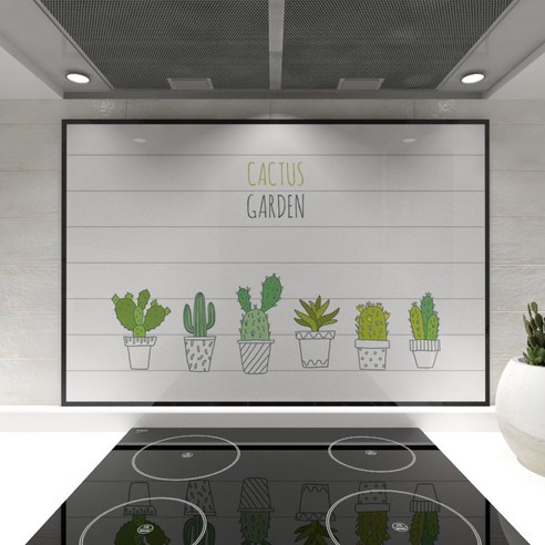 웰룸 선인장정원1 주방아트보드 895 x 600 mm, 화이트, 1개