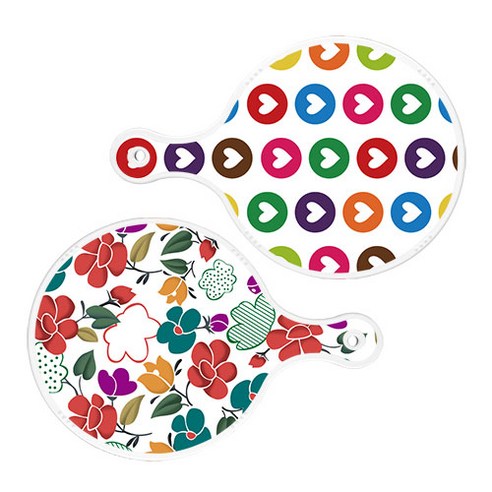로엠디자인 서빙 원형 도마 보드 2p 러브패턴 세트, 러브패턴, floral 목련 혼합, 1세트