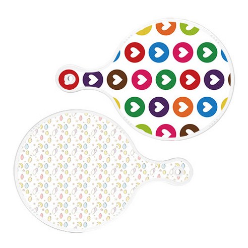 로엠디자인 서빙 원형 도마 보드 2p 러브패턴 세트, 러브패턴, 파스텔밤하늘, 1세트