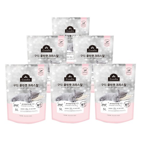 구딘 클린캣 크리스탈 고양이모래 베이비파우더향, 5L, 6개입