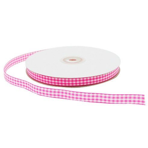 도나앤데코 체크 리본 1cm x 45m, 중핑크, 1개