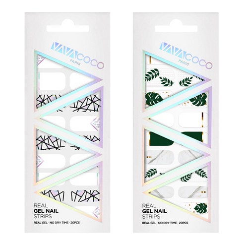 바바코코 젤네일 스트립 스티커 믹스매치 브로큰글라스 2p 세트, 믹스매치 브로큰글라스 화이트, 플랜트 그린, 1세트