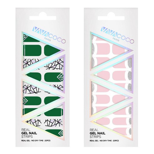 바바코코 젤네일 스트립 스티커 믹스매치 브로큰글라스 2p 세트, 믹스매치 브로큰글라스 그린, 루놀라글리터 베이비핑크, 1세트