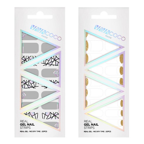 바바코코 젤네일 스트립 스티커 믹스매치 브로큰글라스 2p 세트, 믹스매치 브로큰글라스 그레이, 루놀라글리터 화이트, 1세트