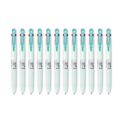 신지 트리플 O Ball 3색 다색펜 0.38mm, 민트, 12개입