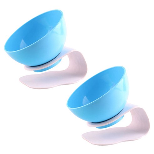 아리코 DrMini 고양이 & 강아지 곡선 디자인 그릇, 화이트 + 블루, 2개