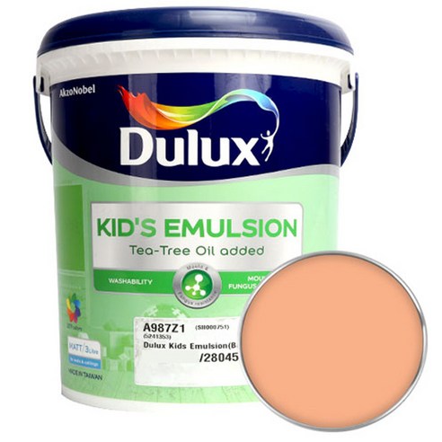 듀럭스 키즈에멀전 페인트 무광 3L, Peachy Punch, 1개