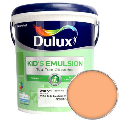 듀럭스 키즈에멀전 페인트 무광 3L, Vital Peach, 1개