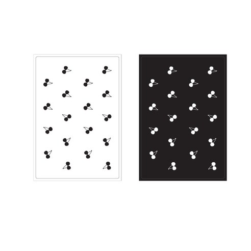 프루티 브런치 실리콘매트 CHERRY 2p, 화이트, 블랙, 425 x 295 mm