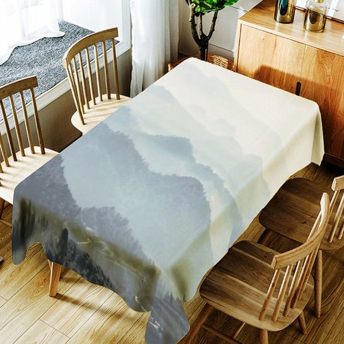 스토어33 풍경 디자인 방수 식탁보, H, 140 x 140 cm
