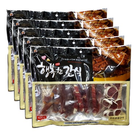 행복한간식 강아지 사사미 간식 400g, 오리맛, 5개입