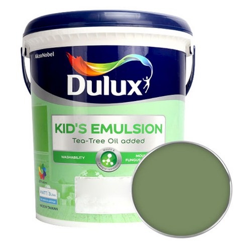 듀럭스 키즈에멀전 무광 페인트 3L, Pasture Green, 1개