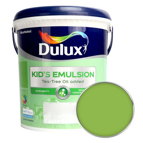 듀럭스 키즈에멀전 무광 페인트 3L, Lovely Lime, 1개