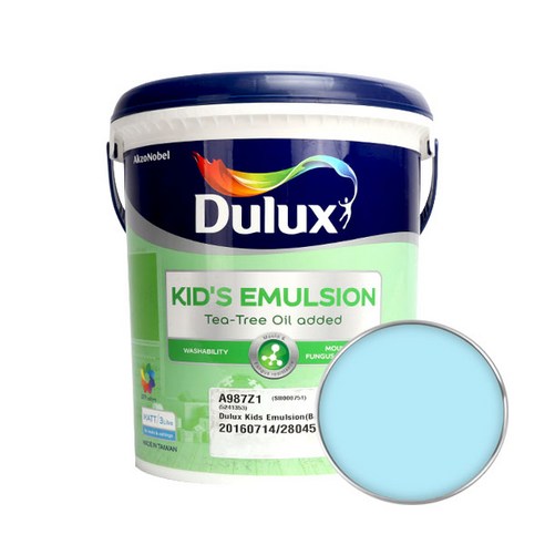 듀럭스 키즈 에멀전 무광 페인트 3L, Bubbling Blue, 1개