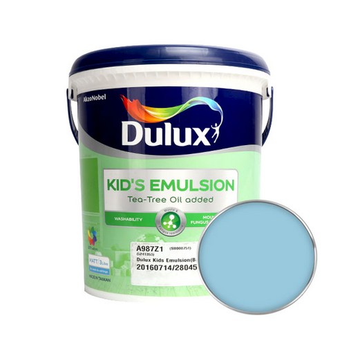 듀럭스 키즈 에멀전 무광 페인트 3L, Blue Dahlia, 1개