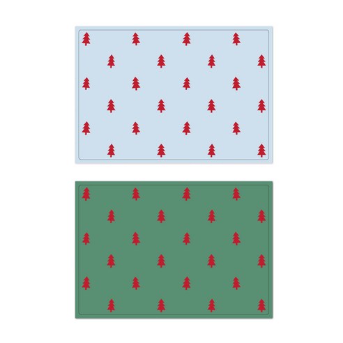 서머스트 프루티 실리콘 레드포레스트 테이블매트 2p, 스카이블루, 카키그린, 425 x 295 mm