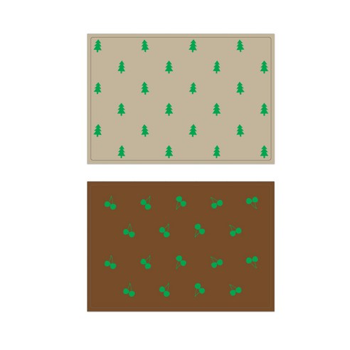 서머스트 실리콘 테이블매트 그린포레스트 + 그린체리, 베이지, 브라운, 425 x 295 mm