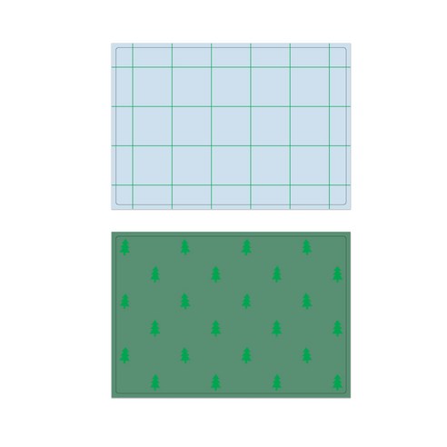 서머스트 실리콘 테이블매트 그린체크 + 그린포레스트, 스카이블루, 카키그린, 425 x 295 mm