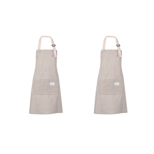 마켓감성 스프링 라인앞치마, 브라운, 2개입