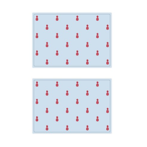 서머스트 실리콘 테이블매트 RED PINEAPPLE 2p, 스카이블루, 425 x 295 mm
