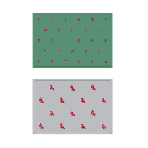 서머스트 실리콘 테이블매트 RED ABC + RED ORANGE, 카키그린, 그레이, 425 x 295 mm