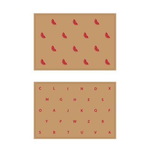 서머스트 실리콘 테이블매트 RED ORANGE + RED ABC, 베이지, 425 x 295 mm