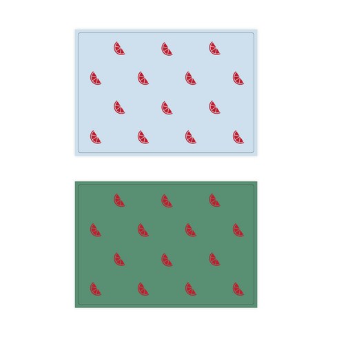 서머스트 실리콘 테이블매트 RED ORANGE 2p, 스카이블루, 카키그린, 425 x 295 mm