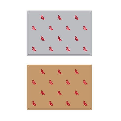 서머스트 실리콘 테이블매트 RED ORANGE 2p, 그레이, 베이지, 425 x 295 mm