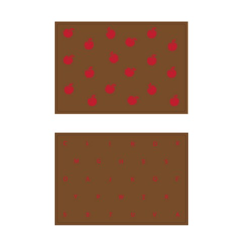 서머스트 실리콘 테이블매트 RED APPLE + RED ABC, 브라운, 425 x 295 mm