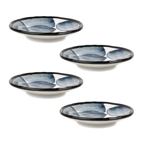 디어리빙 핸드페인팅 접시, 4개입, 접시 13.5cm 블루 x 4p
