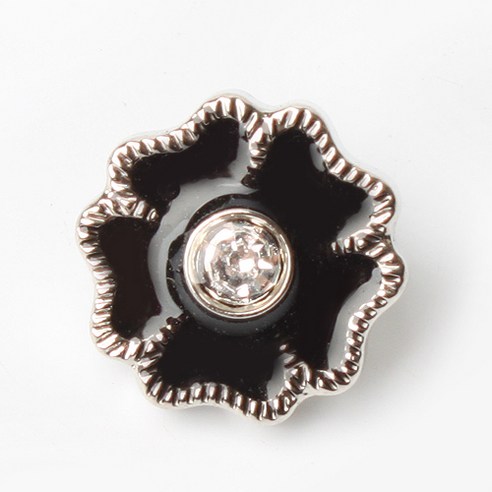 오각보석 단추 13mm, 블랙실버, 10개