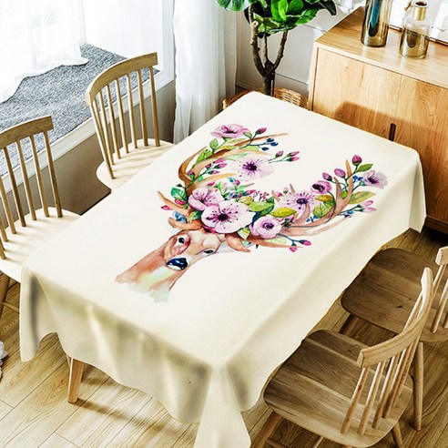 스토어33 일러스트 포인트 방수 식탁보, D, 140 x 140 cm