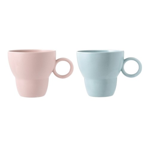 보울보울 볼볼빈티지 머그컵 380ml 2p 세트, 핑크, 블루, 1세트