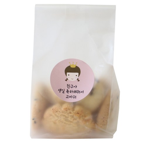황씨네도시락 반투명 쿠키포장 M봉투 12p + 왕관걸 스티커 12p, 1세트