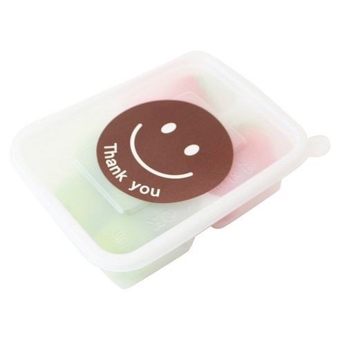 황씨네도시락 미니PP 내열도시락 3칸 20p + 빅스마일원형 스티커 화이트 10p + 초코 10p, 1세트