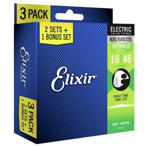 Elixir Electric OPTIWEB 일렉기타 스트링 Light 010-046 3p, 16552, 1개