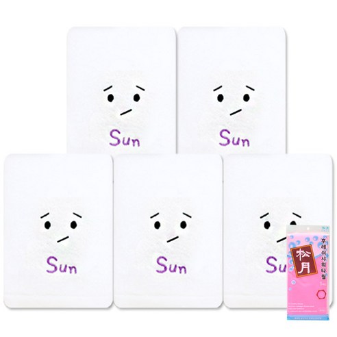 송월타월 요일기분 세면타올 5p + 후레쉬 샤워타올, 일, 분홍, 1세트