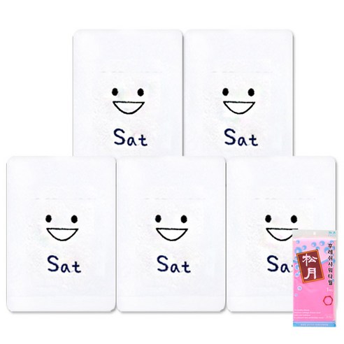 송월타월 요일기분 세면타올 5p + 후레쉬 샤워타올, 토, 분홍, 1세트