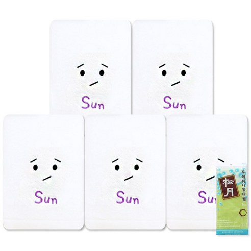 송월타월 요일기분 세면타올 5p + 후레쉬 샤워타올, 일, 연두, 1세트