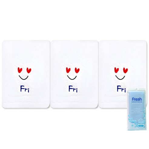 송월타월 요일기분 세면타올 3p + 후레쉬 샤워타올, 금, 하늘, 1세트