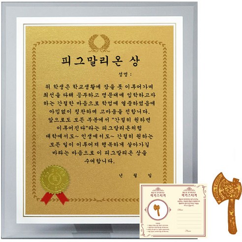 럭키심볼 크리스탈 감사패 8G 피그말리온 상 + 황금도끼 전자파 스티커