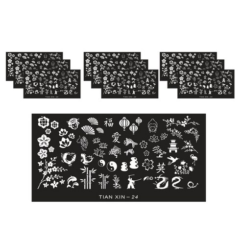 ARYKOTRADERS DIY 블루 네일 프린팅 스티커, Tian Xin 24, 10개입