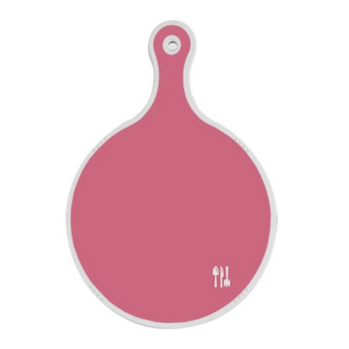 로엠디자인 양면 원형 서빙 도마 보드 핑크, 도토리화이트, 1개