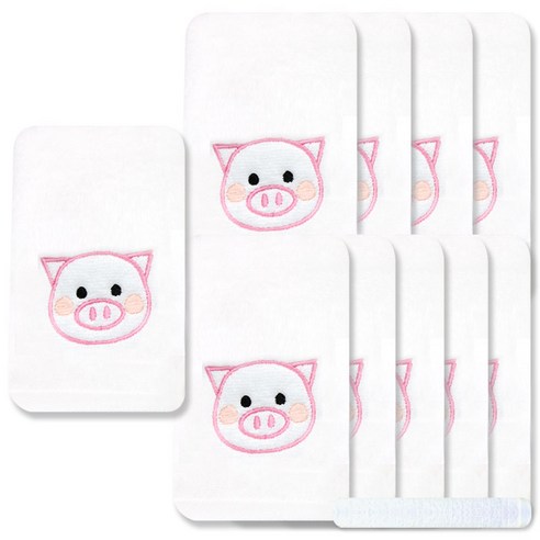 송월타월 열두간지 수건 130g 30수 면사 10p + 뷰티32 하얀색, 돼지, 1세트